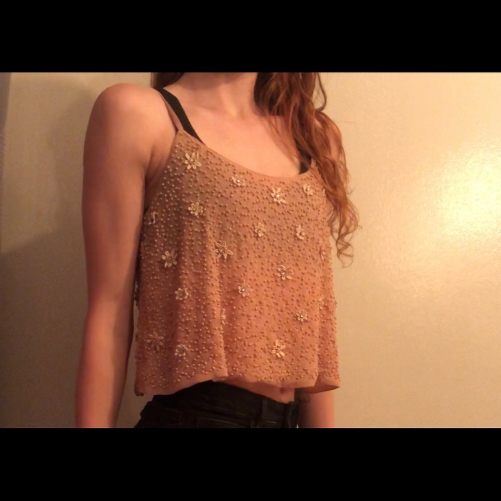 Beaded Flower Crop Top